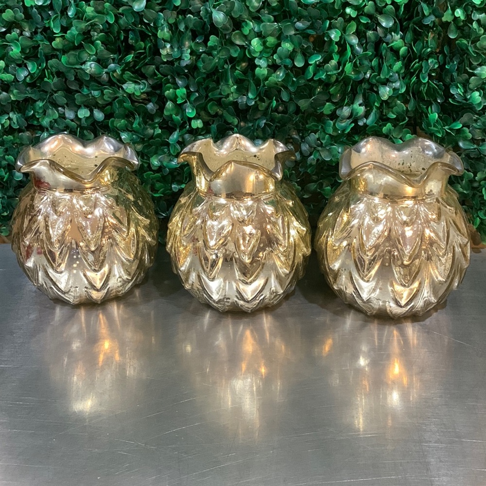 3 Mercury Glass Vases/Candle Holders
